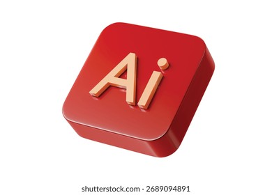 3d ai app button icon. software app concept. Minimal cartoon vector tool design graphics app for app store banner. isolated on white background. 3d render.