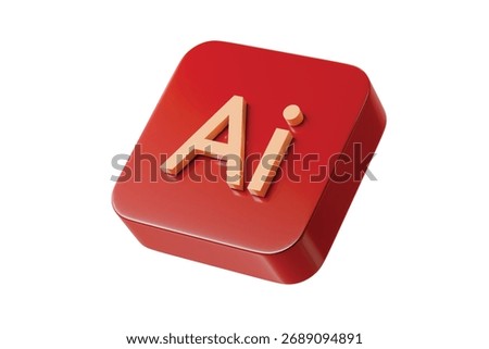 3d ai app button icon. software app concept. Minimal cartoon vector tool design graphics app for app store banner. isolated on white background. 3d render.