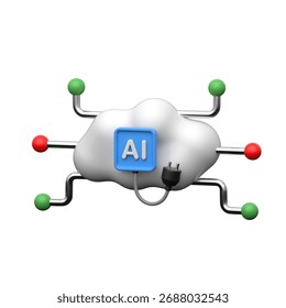 3D AI cloud icon representing cloud storage and AI computing.