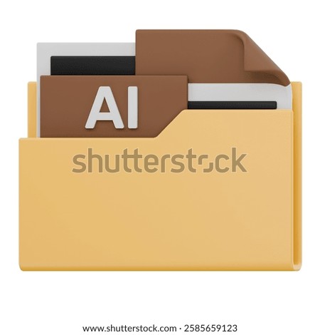 3D AI File Folder Format Icon
