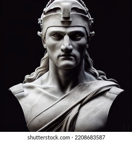 3d Ai Generated White Marble Statue Of Spartan Soldier