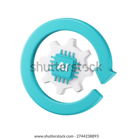 3D AI model update cycle icon representing continuous improvement and retraining loop