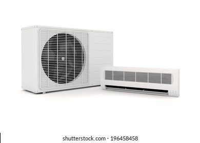 3d Air Conditioning Unit On White Background