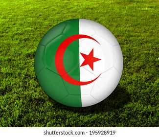 3d Algeria Soccer Ball with Grass Background 