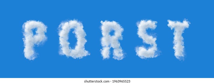3d alphabet, p q r s t, uppercase letters made of clouds, 3d rendering, smoke 