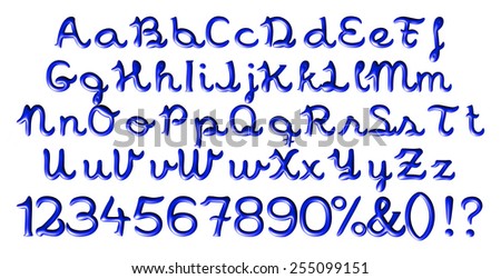 3D alphabets with numbers on isolated white background 