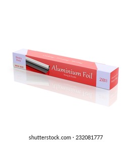 3D Aluminium Foil Paper Box Isolated On White