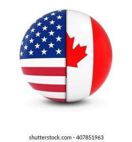 3d American And Canadian Flag Ball - Split Flags Of The USA And Canada