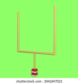 3D American Football goal post in green background