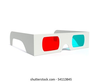 3d Anaglyph Glasses Over White