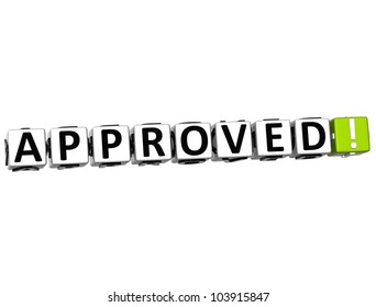 3D Approved Button on white background