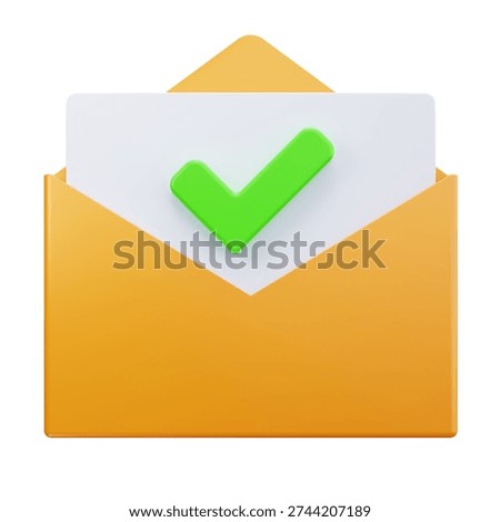 3D Approved Email Message Confirmation Icon