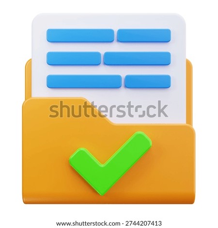 3D Approved Folder Document Confirmation Icon