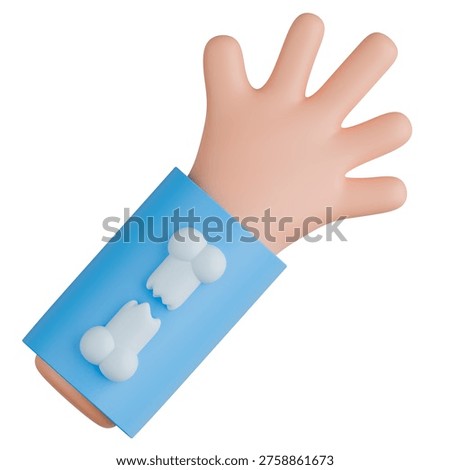 3D Arm Cast with Broken Bone Illustration.