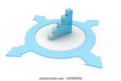 3d  arrow with business graph