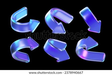 3d arrow rendering illustration. set of arrows in different views. set of colorful icons