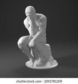 3d art statue sculpture illustration Plaster thinker musee Auguste Rodin france