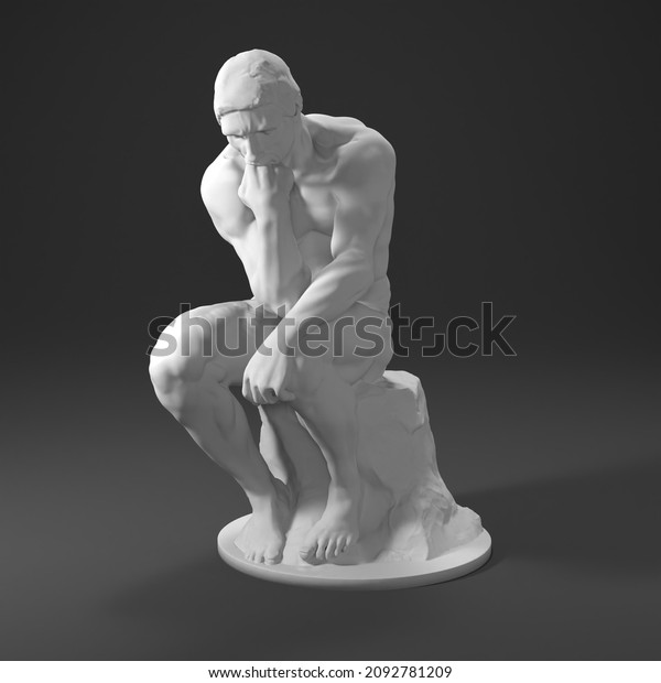 3d art statue sculpture illustration Plaster\
thinker musee Auguste Rodin\
france