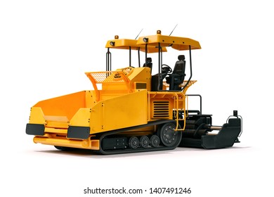 3d Asphalt Paver On White Background