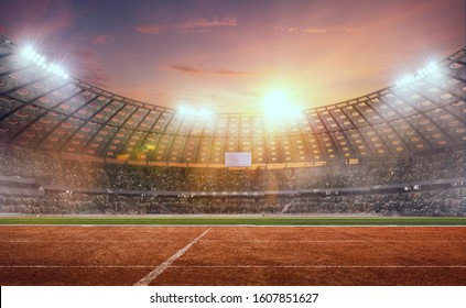 3-D Athletics Stadium On Sunset. Render 3-d.