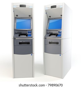 3d atm machines detailed isolated on white