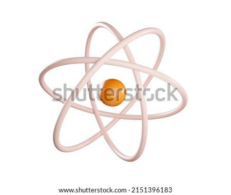 3d atom model. Education icon. Realistic 3d high quality render isolated on white background