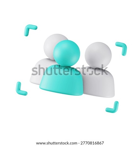 3D audience segmentation icon representing grouping of users based on demographics and analytics data in marketing platforms