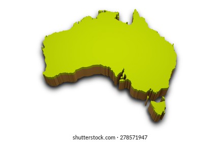 3D Australia map isolated on white background