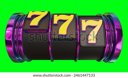 3d automatic roulette for playing in a casino with a jackpot and with the numbers 777 on it on a tra