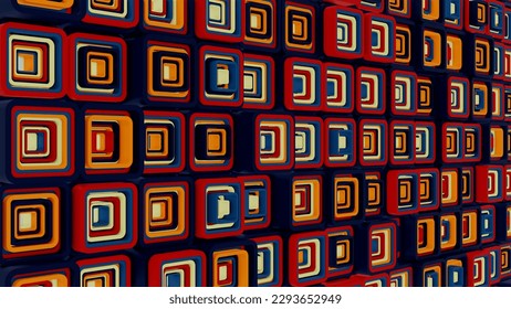 3d background abstract. Satisfying abstract animation.  Motion geometric cubes. 8k seamless looped video. 