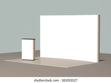 3d  Background,    Blank Trade Show Booth For Designers