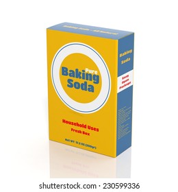 3D Baking Soda Paper Package Isolated On White