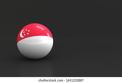 3d ball flag of singapore. singpore  flag background.
render ball country flag with dark. 
