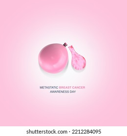 3d Balloon Represent Metastatic Breast Cancer Awareness Day. 3d Illustration.