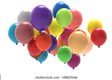 3d Balloons Bunch On White Background