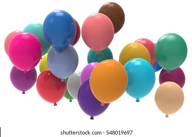 3d Balloons Bunch On White Background