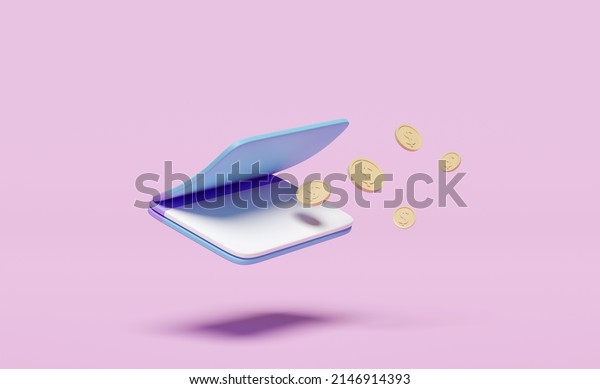 3d bank account\
open book, passbook with money dollar coin isolated on pink\
background. saving money, financial business, banking payment,\
minimal concept, 3d render\
illustration