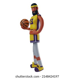 3d Basketball Athlete Cartoon Character Holding Stock Illustration ...