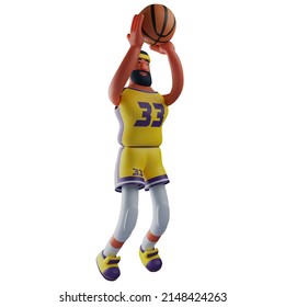 3d Basketball Athlete Cartoon Illustration Shooting Stock Illustration ...