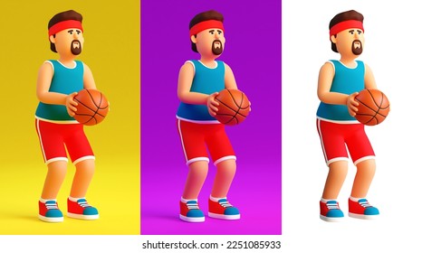 3D basketball player with the ball is preparing to throw. 3D cartoon illustration. - Powered by Shutterstock