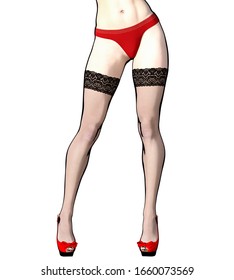 Erotic seam stockings art