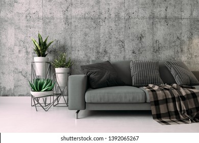 Living Room Interior Loft Industrial Style Stock Illustration ...