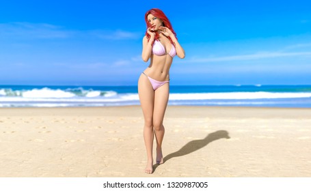 redhead bikini girl
