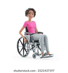 3d beautiful woman sitting in wheelchair, illustration isolated on white background - Powered by Shutterstock