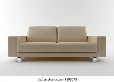 3d Beige Sofa Isolated On White Background