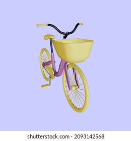 3d Purple yellow Bicycle Front Side