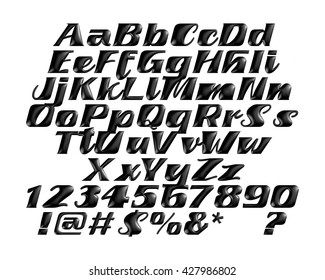 3D Black alphabets on isolated white background.