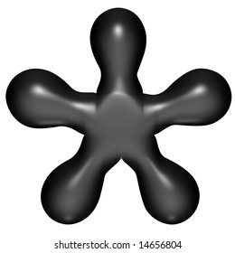 3d Black Balloon Asterisk Over Black Background