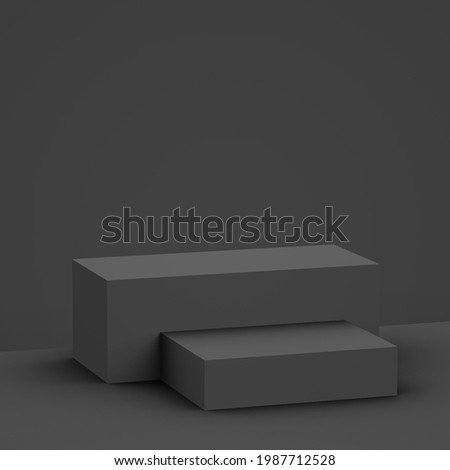 3d black gray cube and box podium minimal scene studio background. Abstract 3d geometric shape object illustration render. Display for online business product.