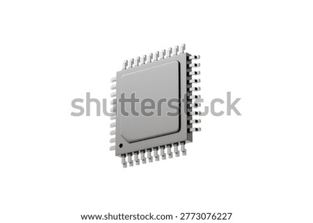 3d black microchip icon. semiconductor processor concept. minimal realistic CPU chip for hardware technology and computing systems. isolated on white transparent background. 3d render.